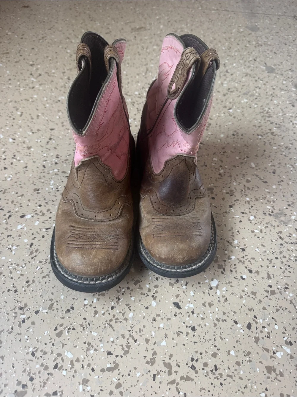 Justin Boots Kids Brown and Pink Western Cowboy Boots